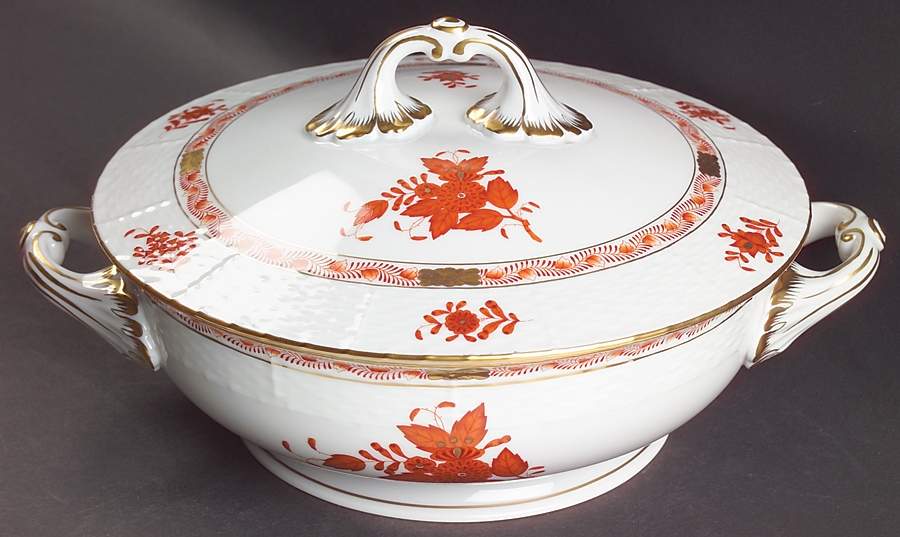 Chinese Bouquet Rust (AOG) Round Covered Vegetable by Herend-1