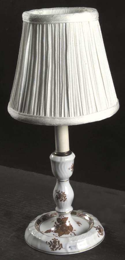 Chinese Bouquet Rust (AOG) Candlestick Lamp & Shade by Herend-1