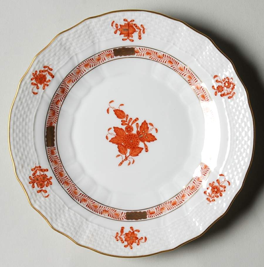 Chinese Bouquet Rust (AOG) Dessert/Pie Plate by Herend-1