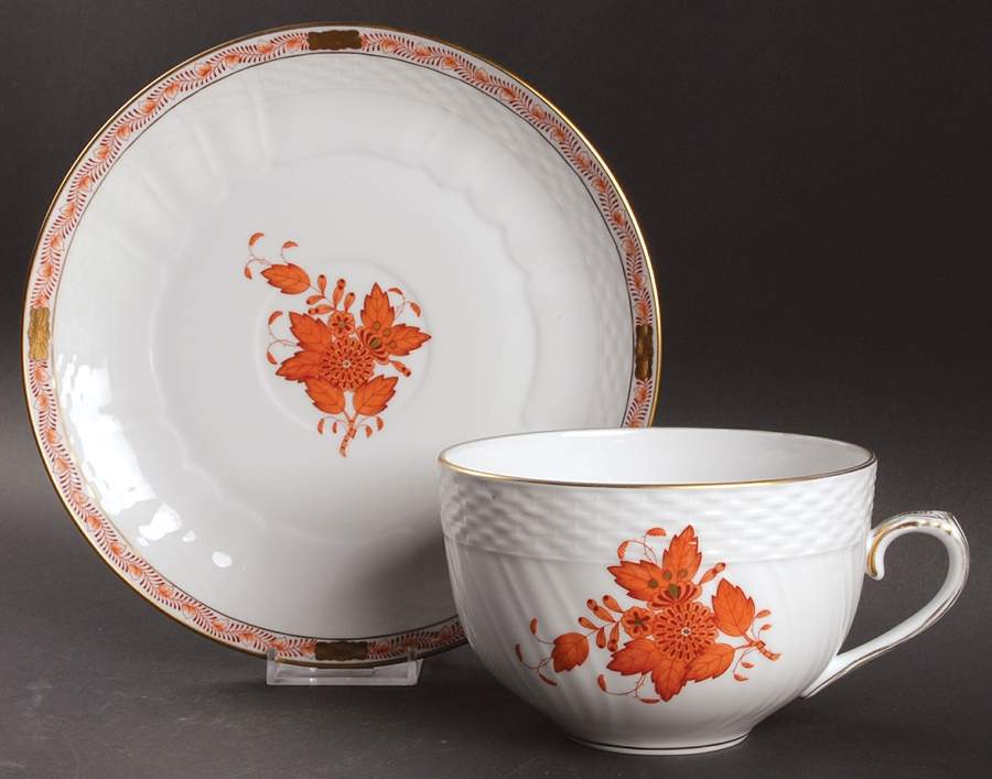 Chinese Bouquet Rust (AOG) Soup Cup & Saucer Set by Herend-1