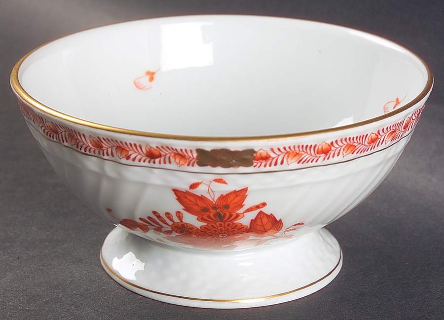 Chinese Bouquet Rust (AOG) Footed Dessert Bowl by Herend-1