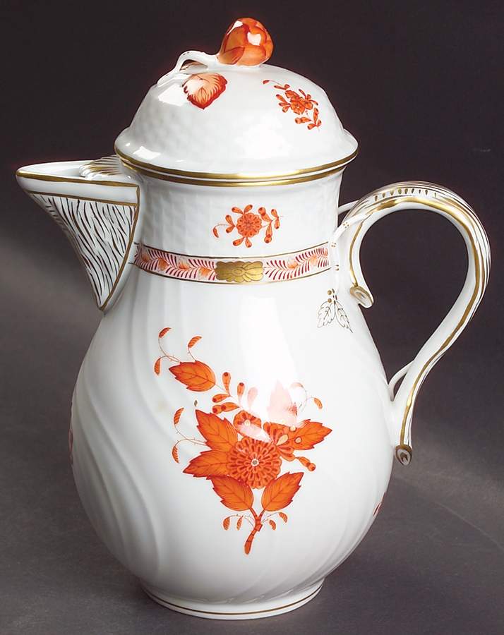 Chinese Bouquet Rust (AOG) Small Coffee Pot & Lid by Herend-1