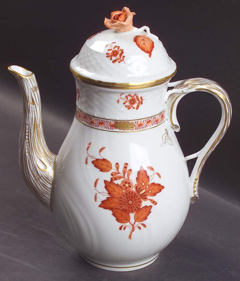 Chinese Bouquet Rust (AOG) Small Coffee Pot & Lid by Herend-1