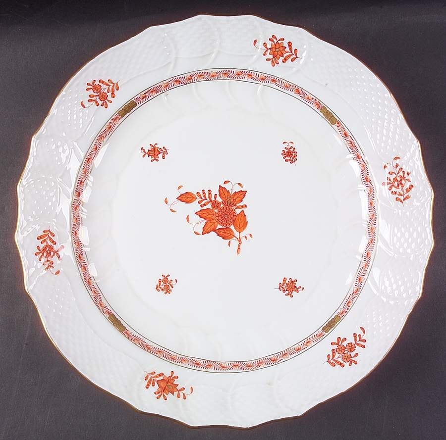 Chinese Bouquet Rust (AOG) 13" Chop Plate (Round Platter) by Herend-1