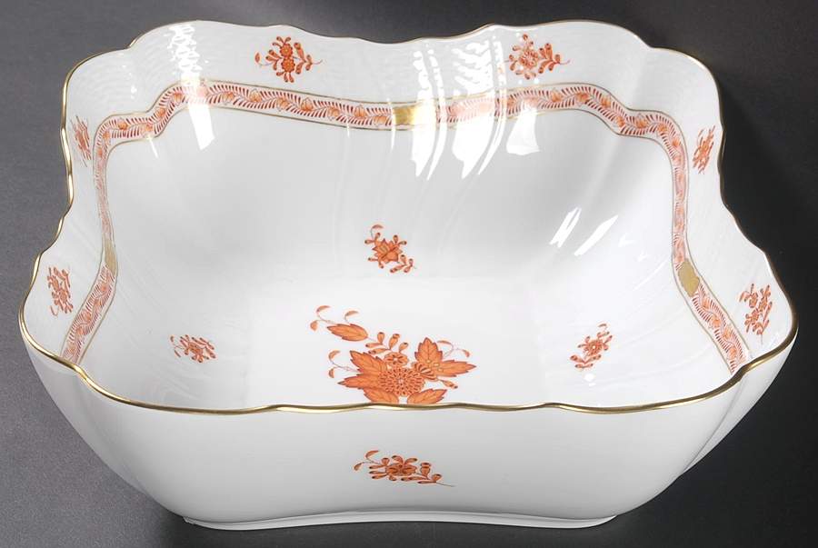 Chinese Bouquet Rust (AOG) 10" Square Salad Serving Bowl by Herend-1