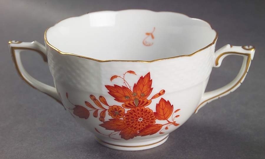 Chinese Bouquet Rust (AOG) Flat Bouillon Cup by Herend-1