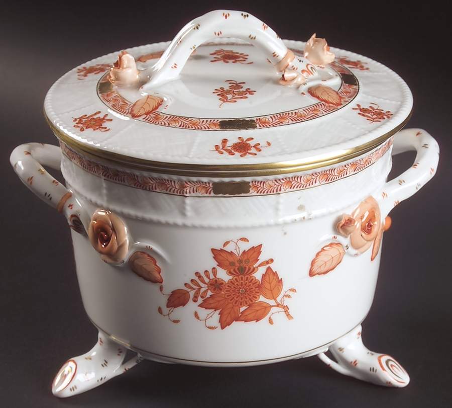 Chinese Bouquet Rust (AOG) Biscuit Box & Lid by Herend-1
