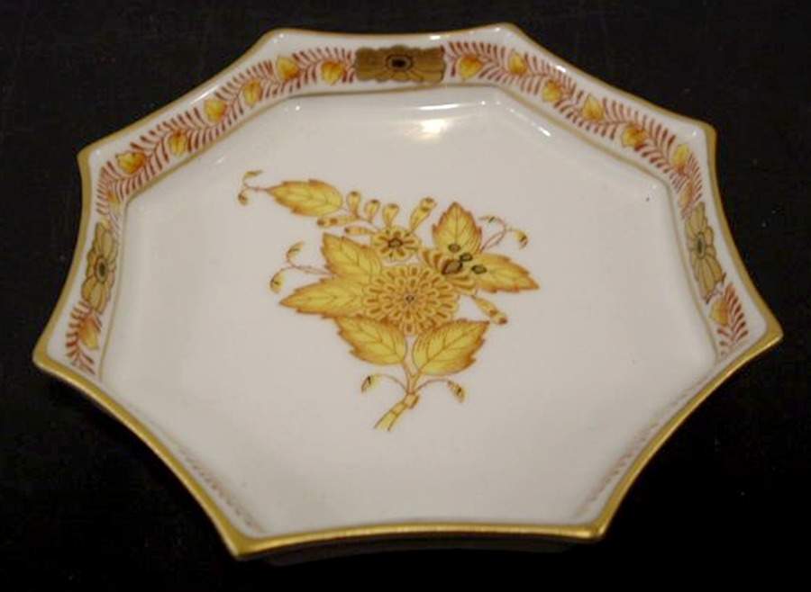 Chinese Bouquet Yellow (AJ) Octagonal Ashtray by Herend-1