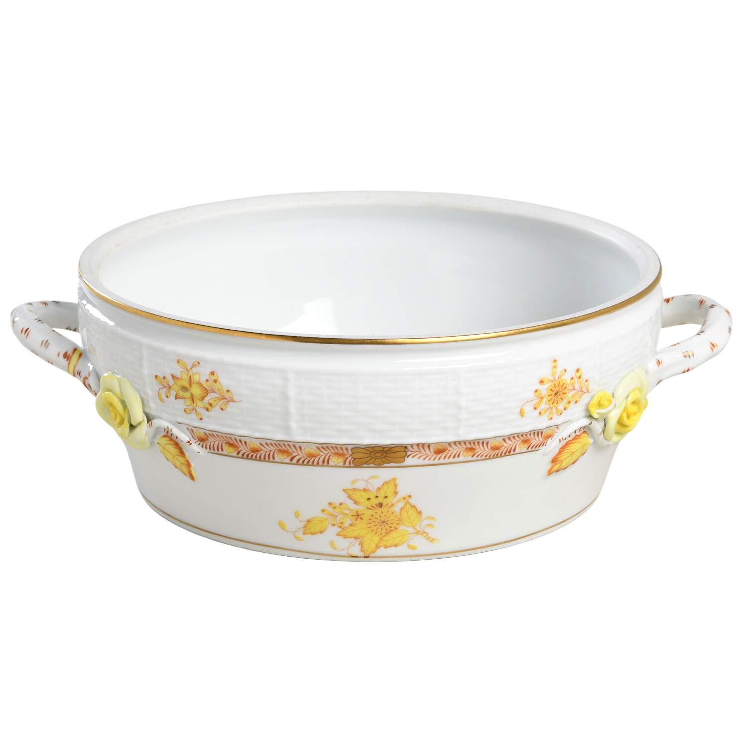 Chinese Bouquet Yellow (AJ) Round Vegetable No Lid by Herend-1