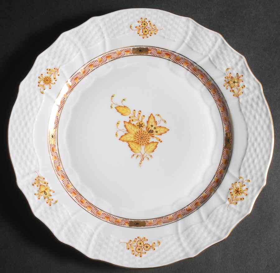 Chinese Bouquet Yellow (AJ) Service Plate (Charger) by Herend-1