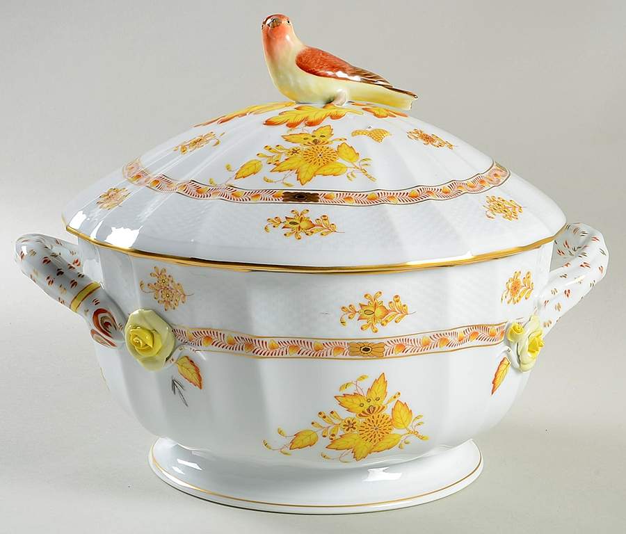Chinese Bouquet Yellow (AJ) Tureen & Lid by Herend-1