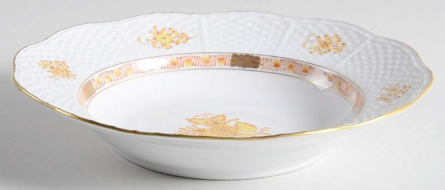 Chinese Bouquet Yellow (AJ) Rim Soup Bowl by Herend-1