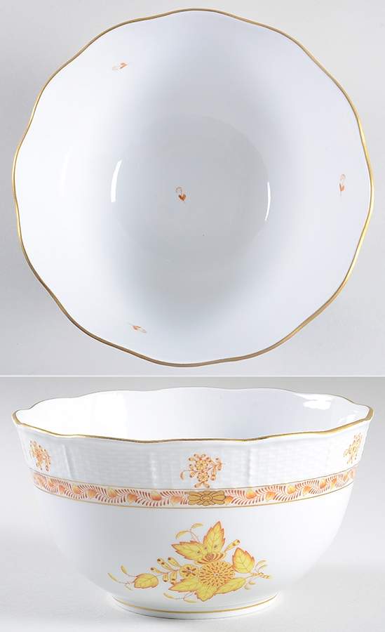 Chinese Bouquet Yellow (AJ) 7" Round Vegetable Bowl by Herend-1