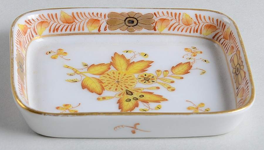 Chinese Bouquet Yellow (AJ) 3" Rectangular Ashtray by Herend-1