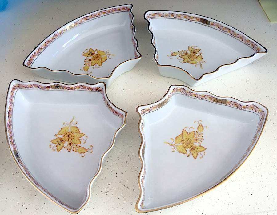 Chinese Bouquet Yellow (AJ) Individual Side Section for 7 Piece Hors d'Oeuvre by Herend-1