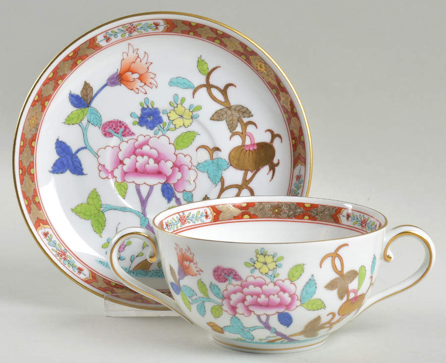 Chinois (Sh) Footed Cream Soup Bowl & Saucer Set by Herend-1