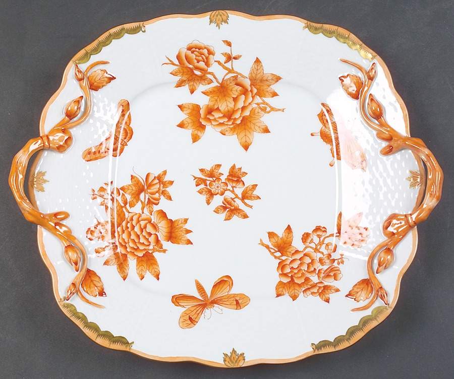 Fortuna (Vboh) Square Handled Cake Plate by Herend-1
