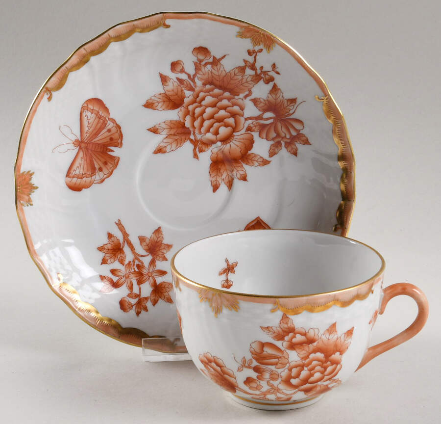 Fortuna (Vboh) Flat Cup & Saucer Set by Herend-1