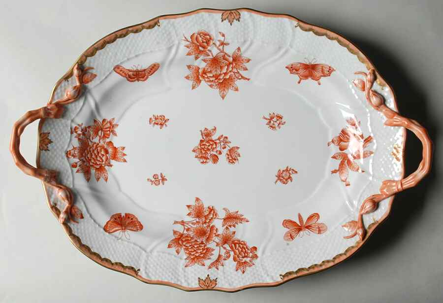 Fortuna (Vboh) 18" Oval Handled Platter by Herend-1
