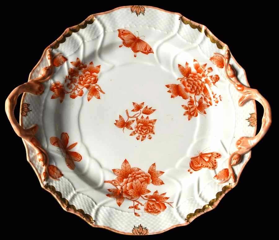 Fortuna (Vboh) 12" Handled Chop Plate (Round Platter) by Herend-1