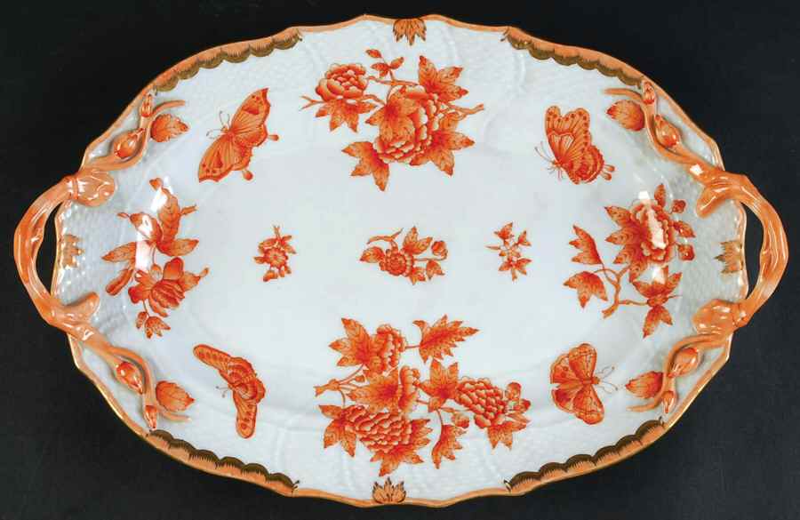 Fortuna (Vboh) 14" Oval Handled Platter by Herend-1
