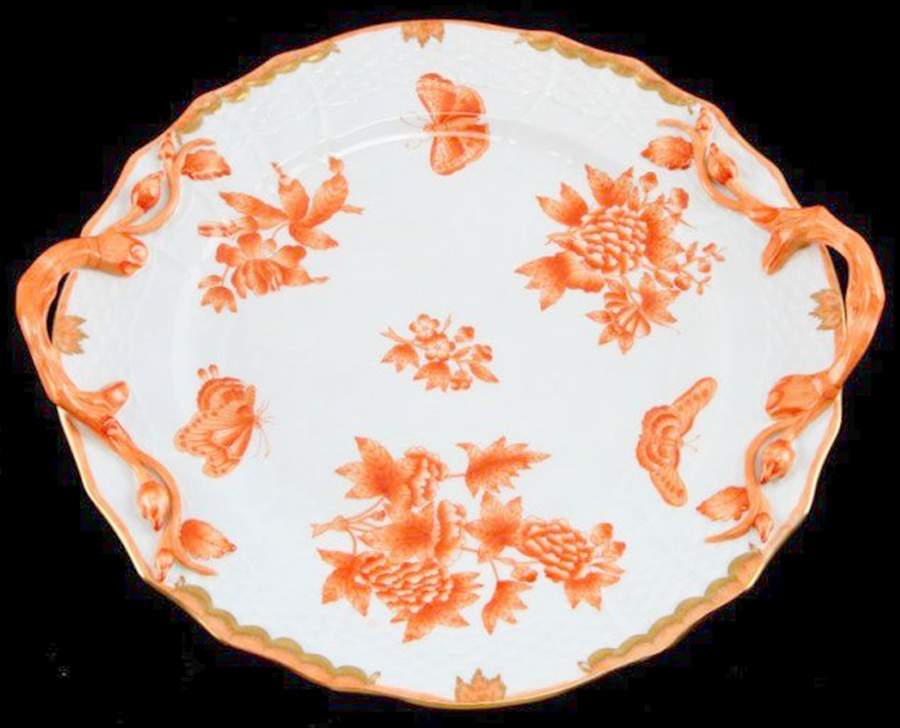 Fortuna (Vboh) 15" Handled Chop Plate (Round Platter) by Herend-1