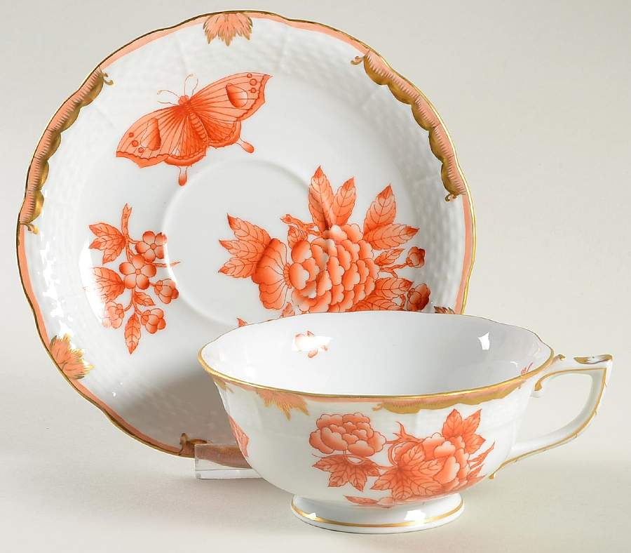 Fortuna (Vboh) Footed Cup & Saucer Set by Herend-1