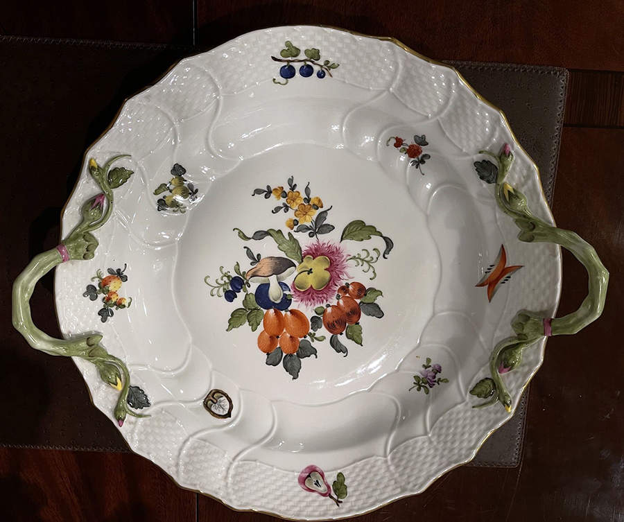 Fruits & Flowers (BFR) 14" Handled Chop Plate (Round Platter) by Herend-1