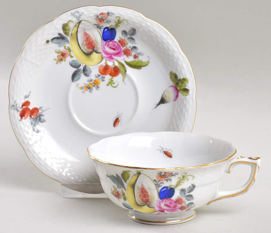 Fruits & Flowers (BFR) Footed Cup & Saucer Set by Herend-1