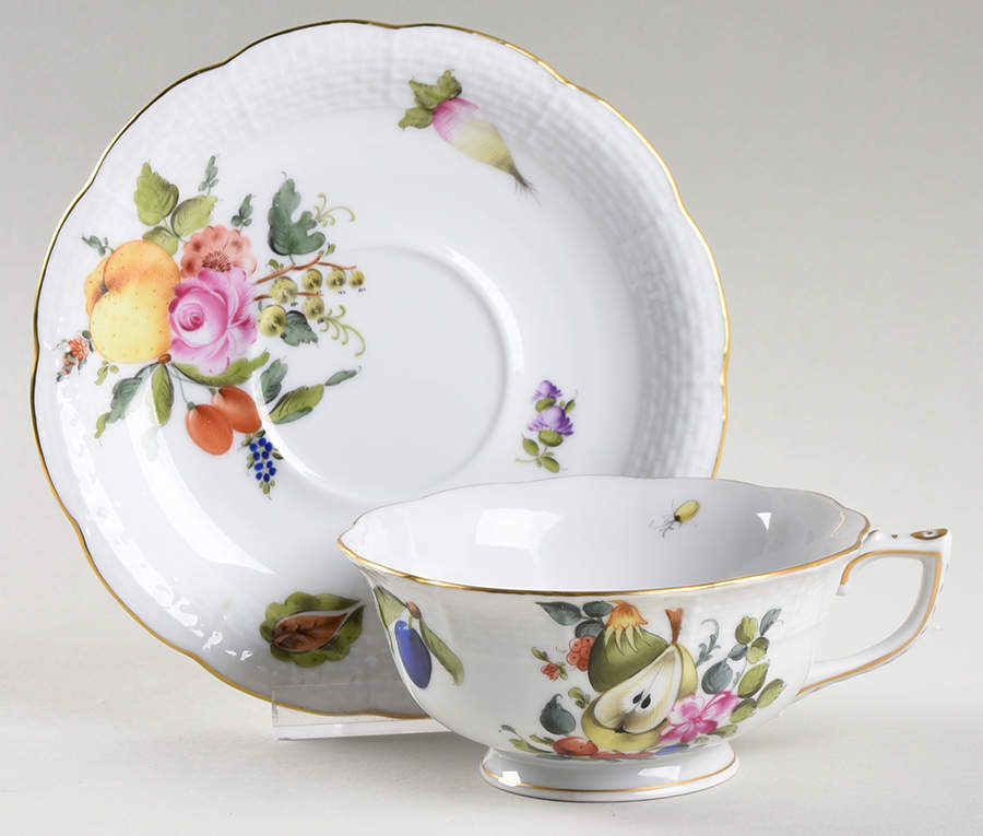 Fruits & Flowers (BFR) Footed Cup & Saucer Set by Herend-1