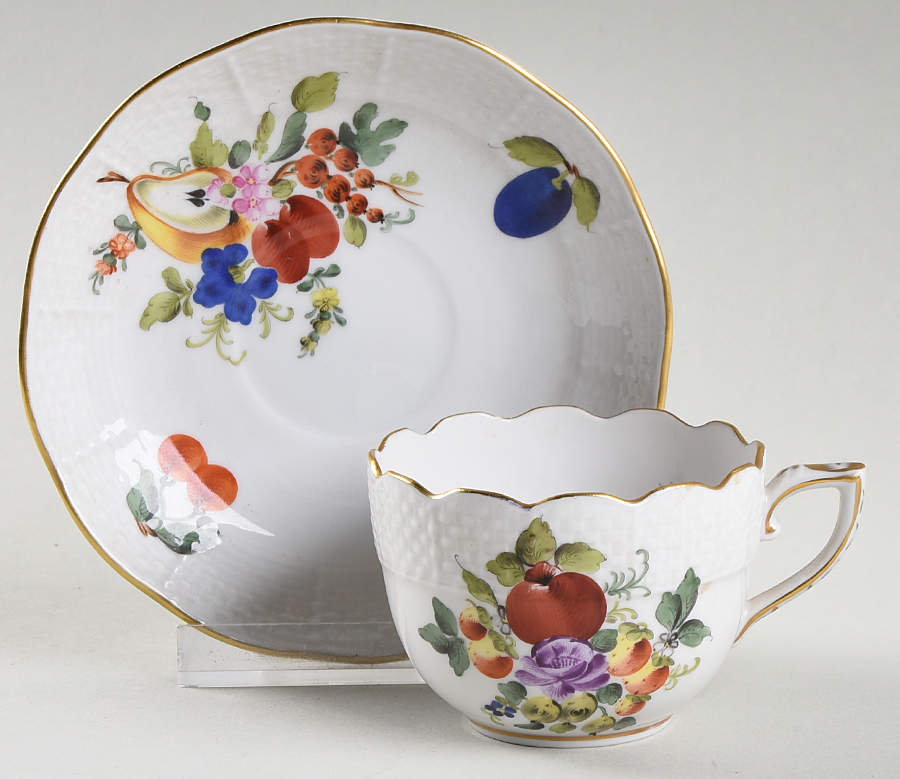 Fruits & Flowers (BFR) Flat Demitasse Cup & Saucer Set by Herend-1