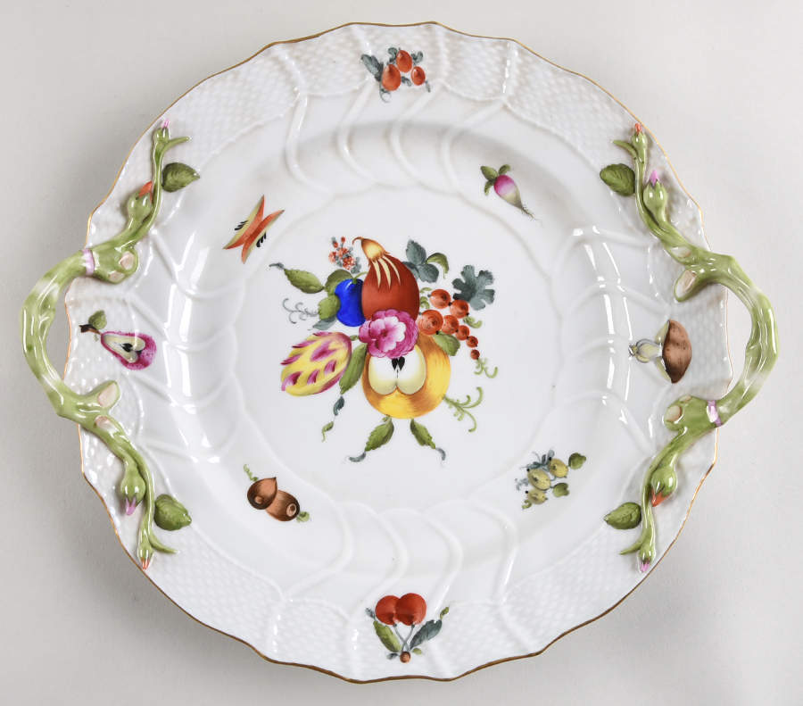 Fruits & Flowers (BFR) 12" Handled Chop Plate (Round Platter) by Herend-1