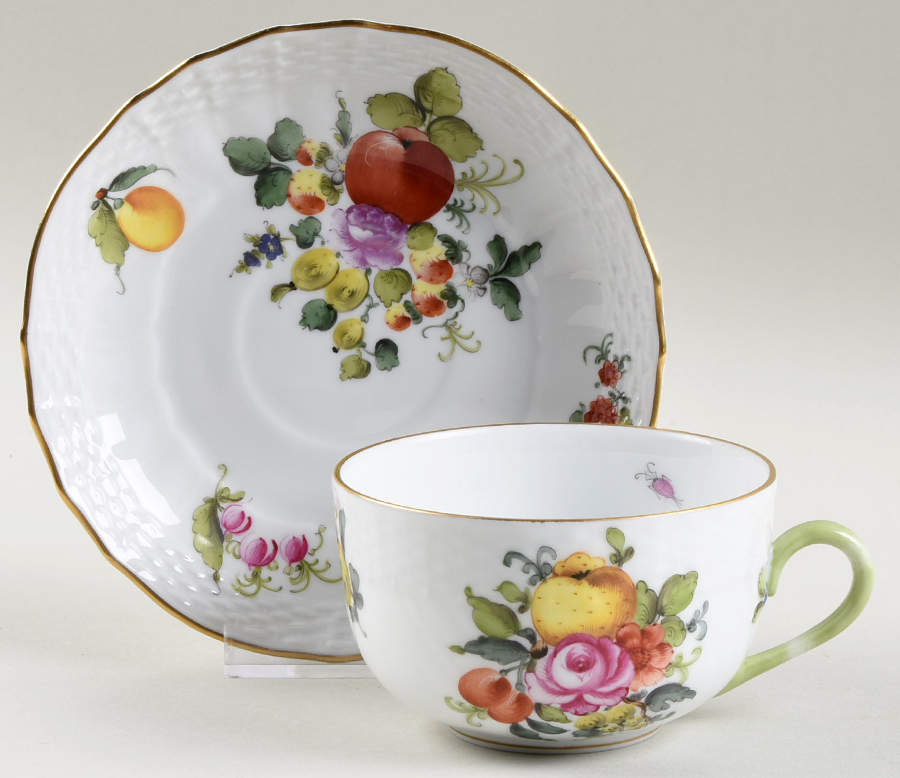 Fruits & Flowers (BFR) Flat Cup & Saucer Set by Herend-1