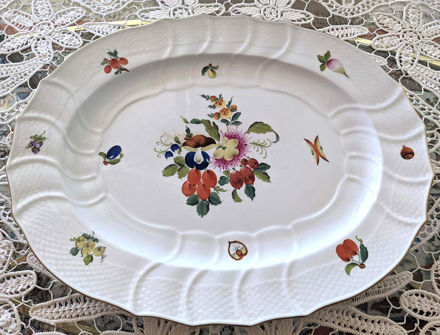 Fruits & Flowers (BFR) 18" Oval Serving Platter by Herend-1