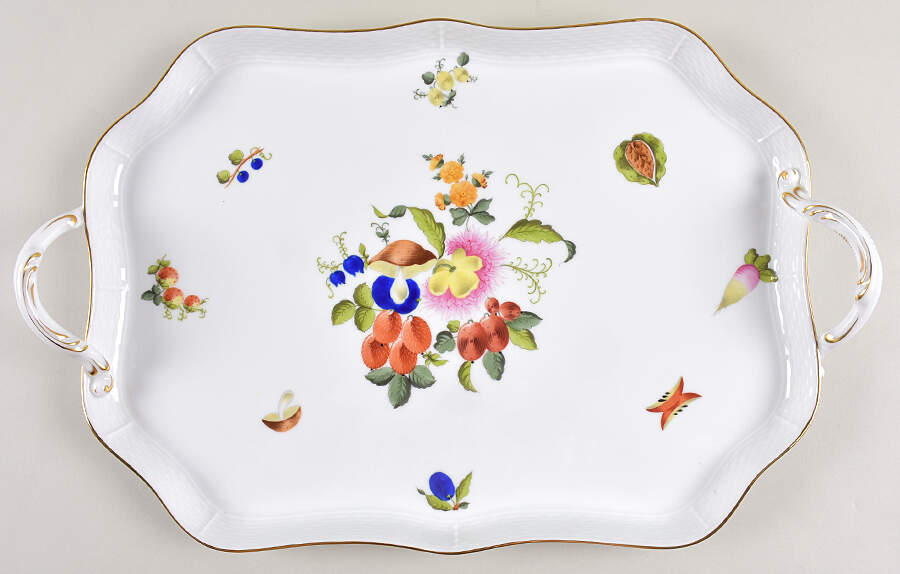 Fruits & Flowers (BFR) 18" Handled Tray by Herend-1