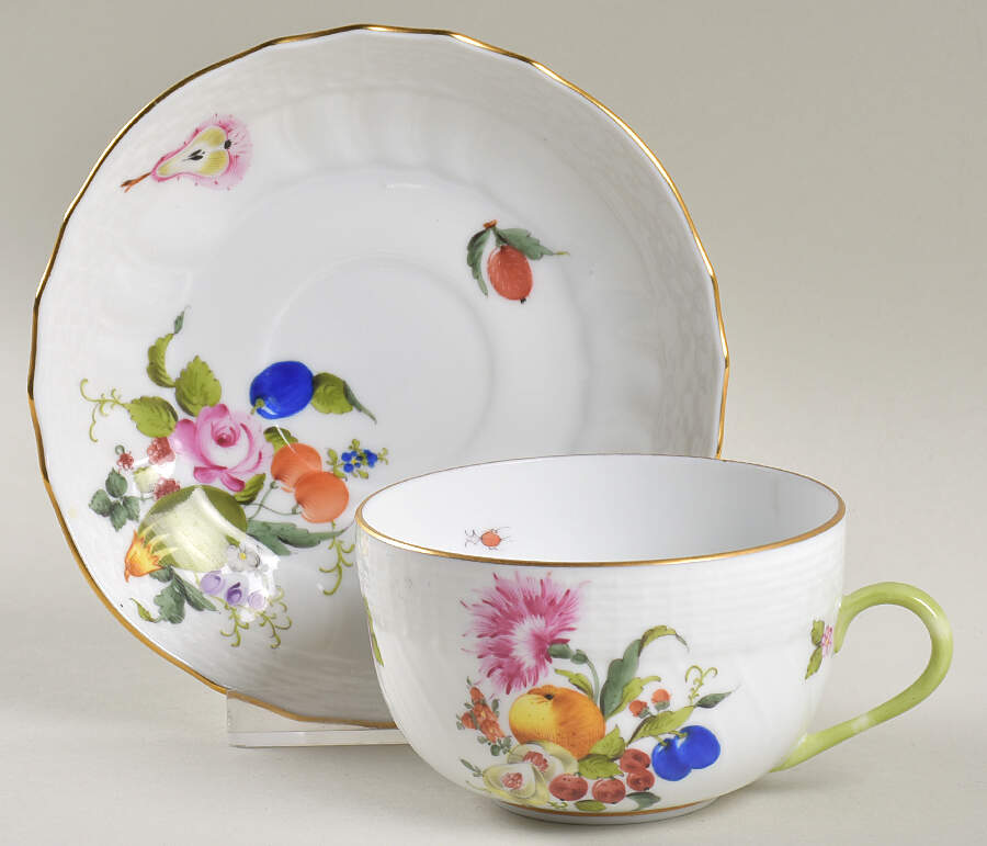 Fruits & Flowers (BFR) Flat Cup & Saucer Set by Herend-1