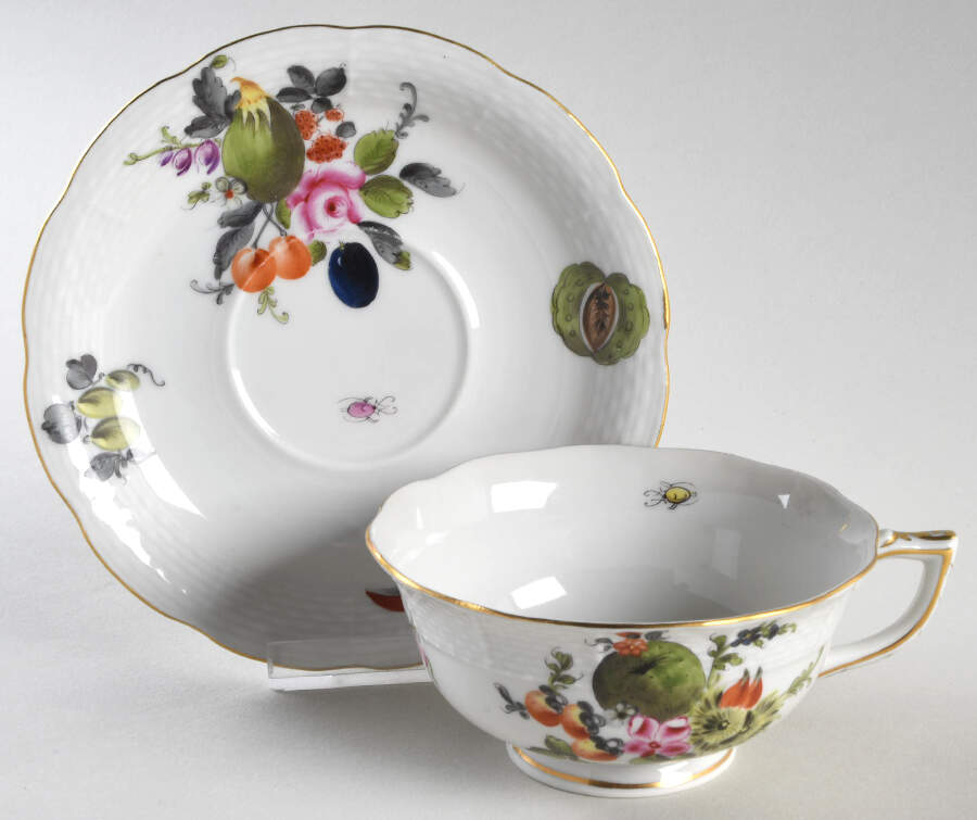 Fruits & Flowers (BFR) Footed Cup & Saucer Set by Herend-1