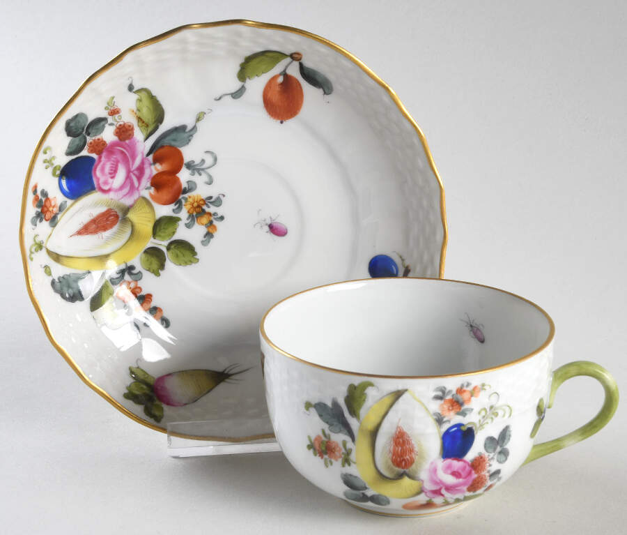 Fruits & Flowers (BFR) Flat Cup & Saucer Set by Herend-1
