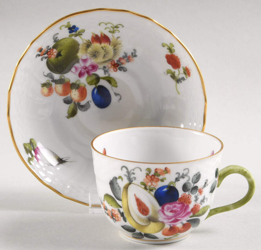 Fruits & Flowers (BFR) Flat Demitasse Cup & Saucer Set by Herend-1