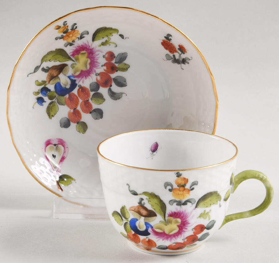 Fruits & Flowers (BFR) Flat Demitasse Cup & Saucer Set by Herend-1