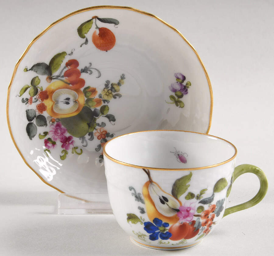 Fruits & Flowers (BFR) Flat Demitasse Cup & Saucer Set by Herend-1