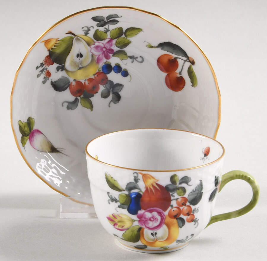 Fruits & Flowers (BFR) Flat Demitasse Cup & Saucer Set by Herend-1