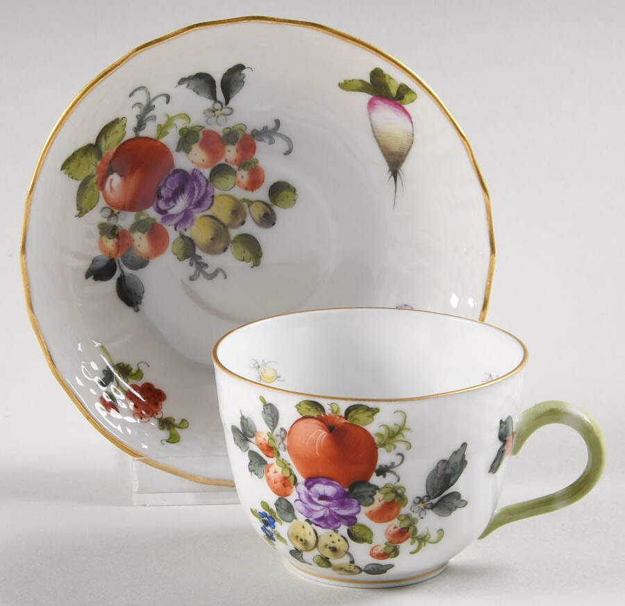 Fruits & Flowers (BFR) Flat Demitasse Cup & Saucer Set by Herend-1