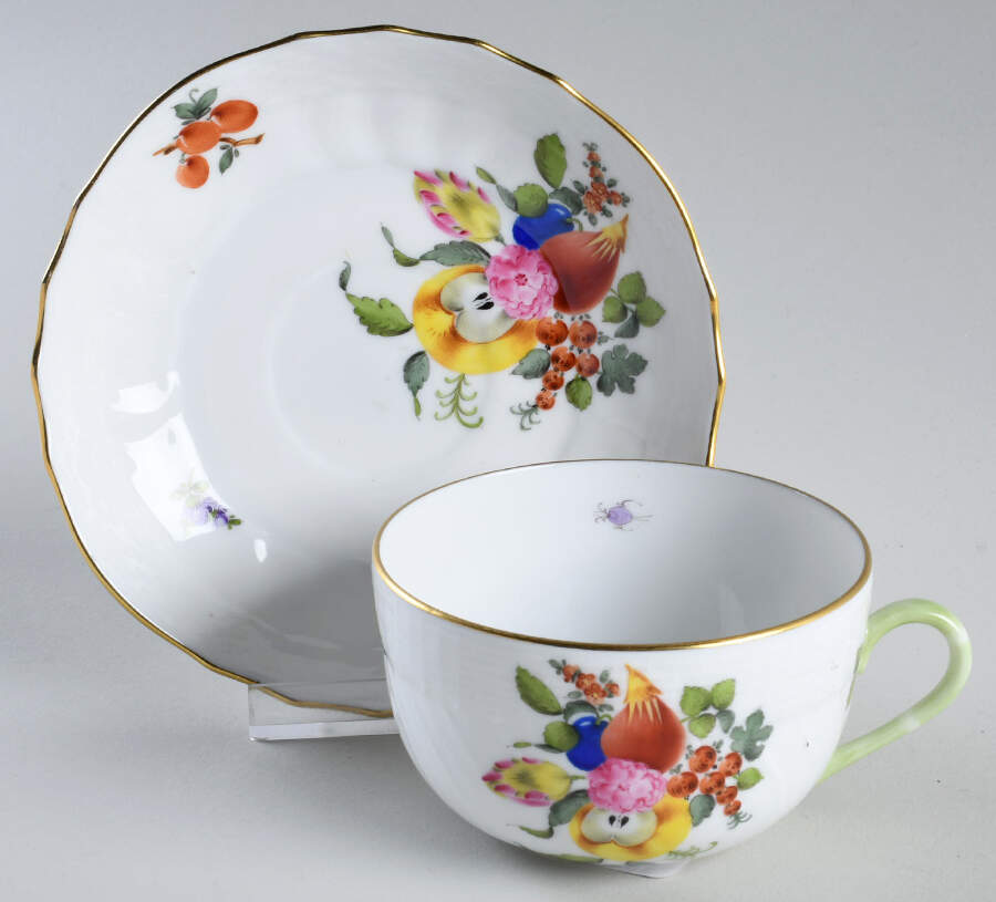 Fruits & Flowers (BFR) Flat Cup & Saucer Set by Herend-1