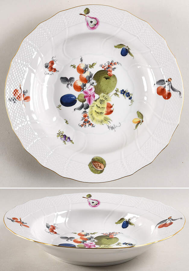 Fruits & Flowers (BFR) Large Rim Soup Bowl by Herend-1