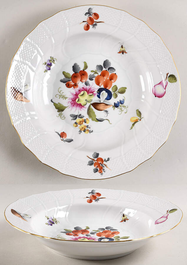Fruits & Flowers (BFR) Large Rim Soup Bowl by Herend-1