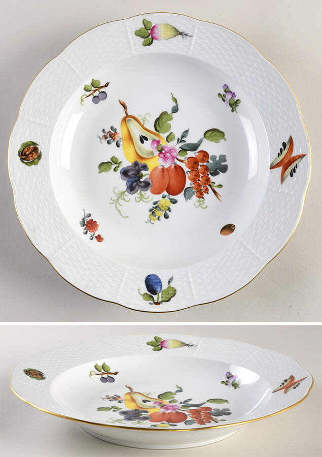 Fruits & Flowers (BFR) Large Rim Soup Bowl by Herend-1