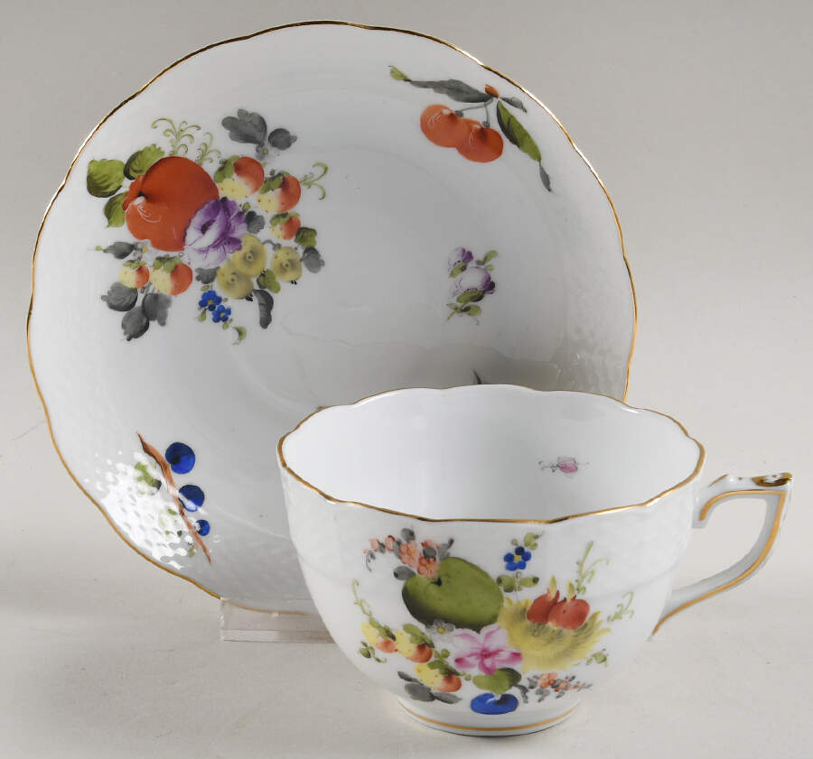 Fruits & Flowers (BFR) Breakfast Cup & Saucer Set by Herend-1