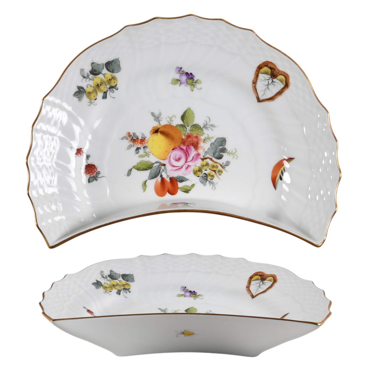 Fruits & Flowers (BFR) Crescent Salad Plate by Herend-1