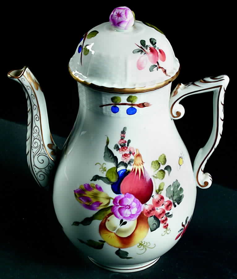 Fruits & Flowers (BFR) Small Coffee Pot & Lid by Herend-1
